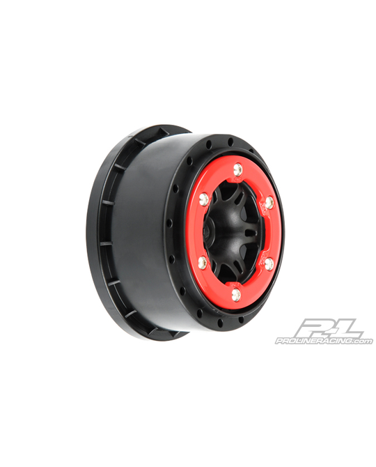 Short Course -  Split Six 2.2"/3.0" Red/Black B- Loc Wheels -  2715- 04