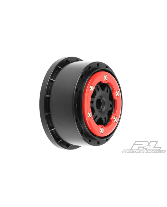 Short Course -  Split Six 2.2"/3.0" Red/Black Bead- Loc Front Wheels for SC10 -  2716- 04