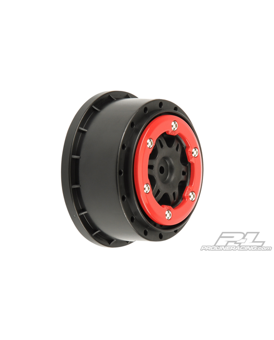 Short Course -  Split Six 2.2"/3.0" Red/Black Bead- Loc Rear Wheels for SC10 -  2717- 04