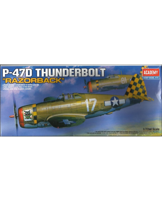1- 72 P- 47D T- BOLT RAZOR BACK -  9- 12492